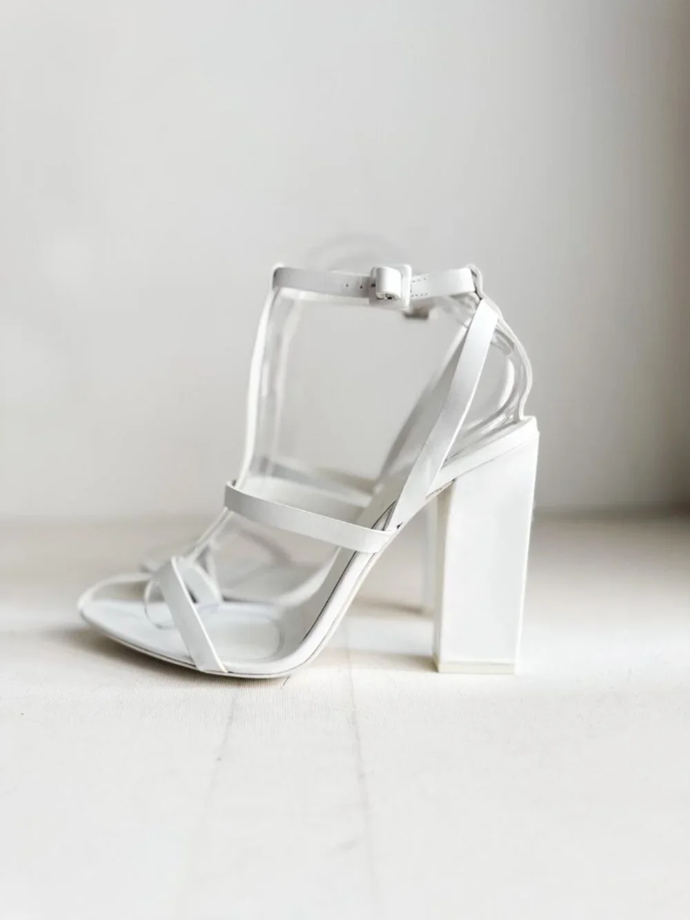 Alexander Wang Runway SS'13 Strappy White Leather Block Heel Sandals 39 - Picture 3 of 11